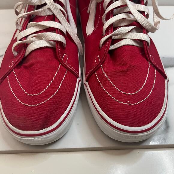 VANS Men's Classic Red Skateboard High Top Canvas Sneakers M Sz 11 Old Skool - Picture 3 of 9